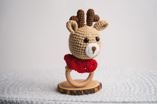 Hand Crocheted Reindeer Rattle