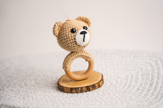 Hand Crocheted Teddy Bear Rattle